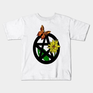 Butterfly and Sunflower Pentacle Kids T-Shirt